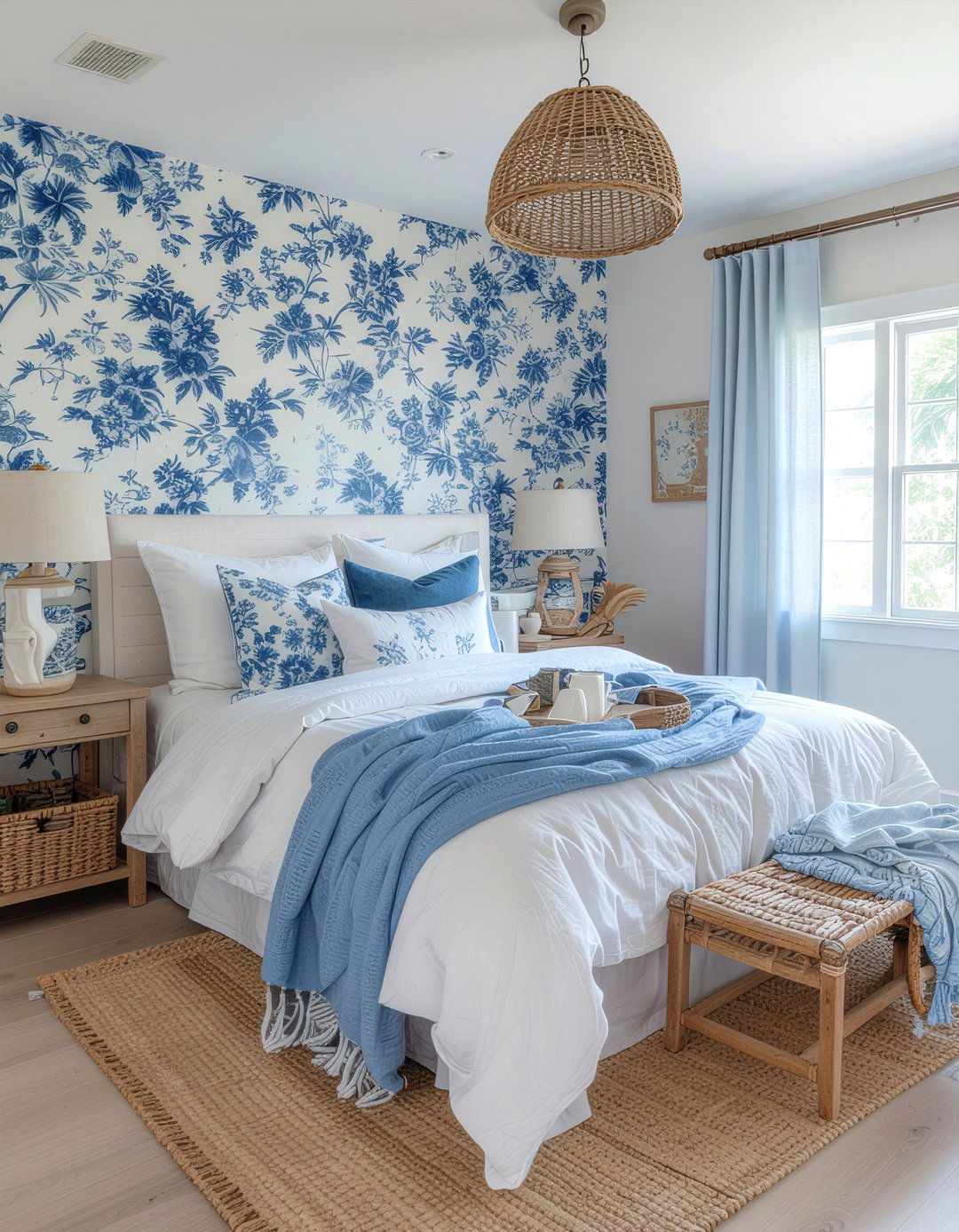 Blue floral wallpaper - 30 floral wallpaper ideas