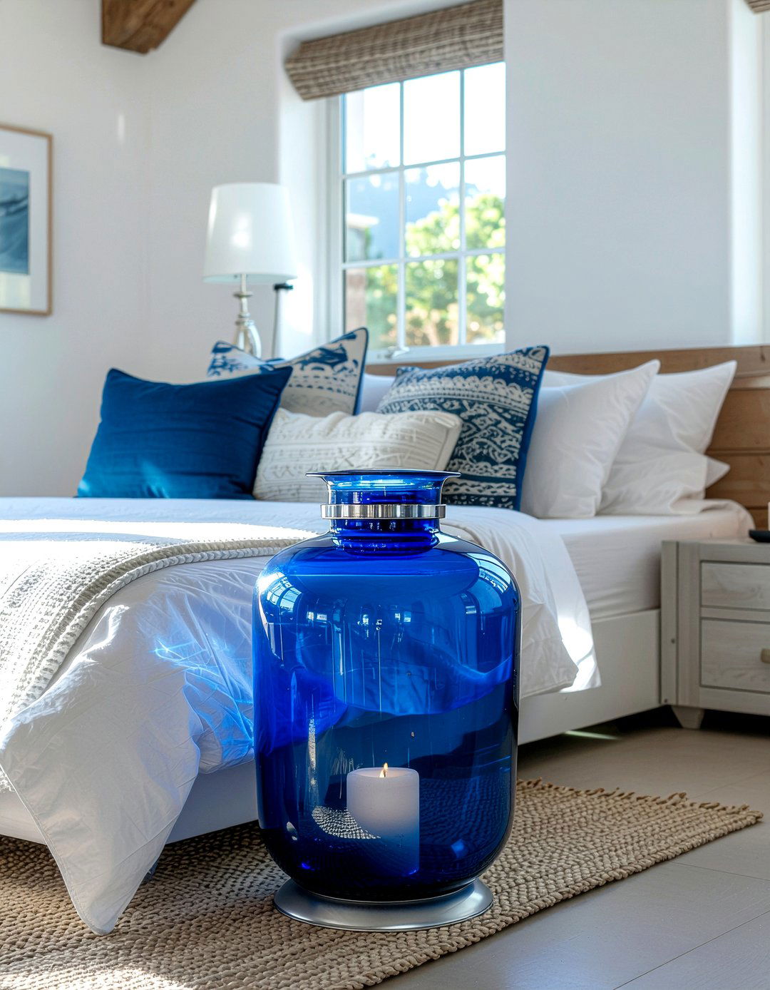 Blue glass lantern - 30 bedroom candle lanterns