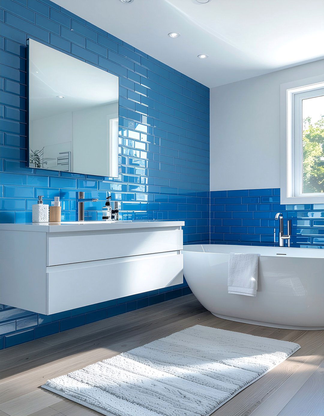 Blue glass tile bathroom - 30 cool blue bathroom ideas