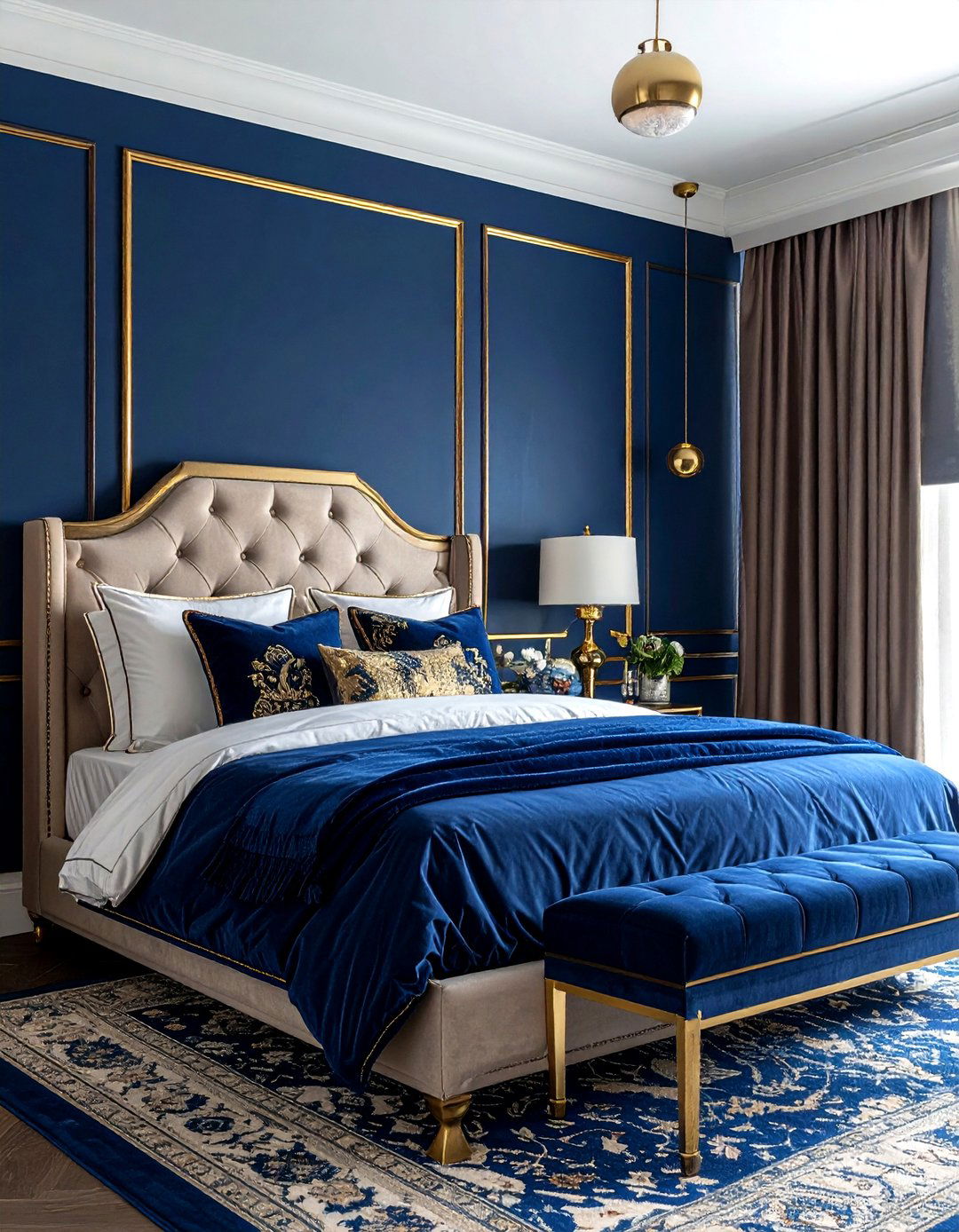 Blue gold bedroom - 30 show home bedroom ideas