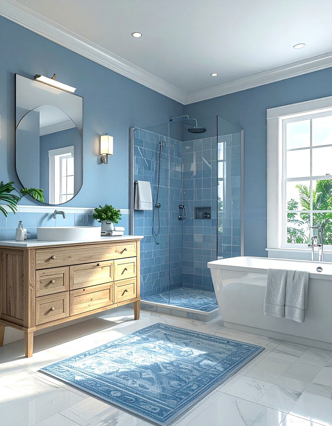 Blue grey bathroom - 30 grey bathroom decor ideas