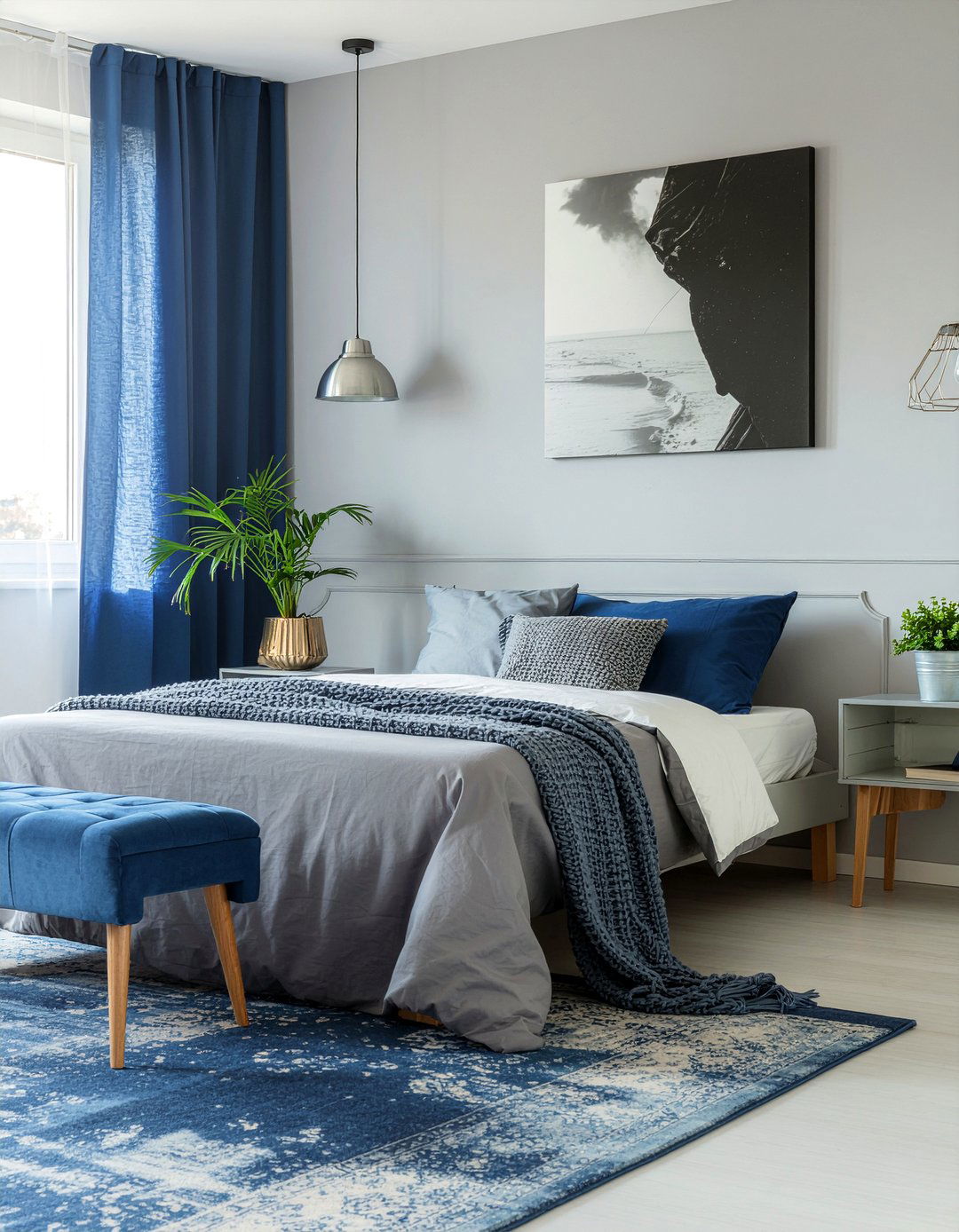 Blue grey bedroom - 30 bedroom blue walls