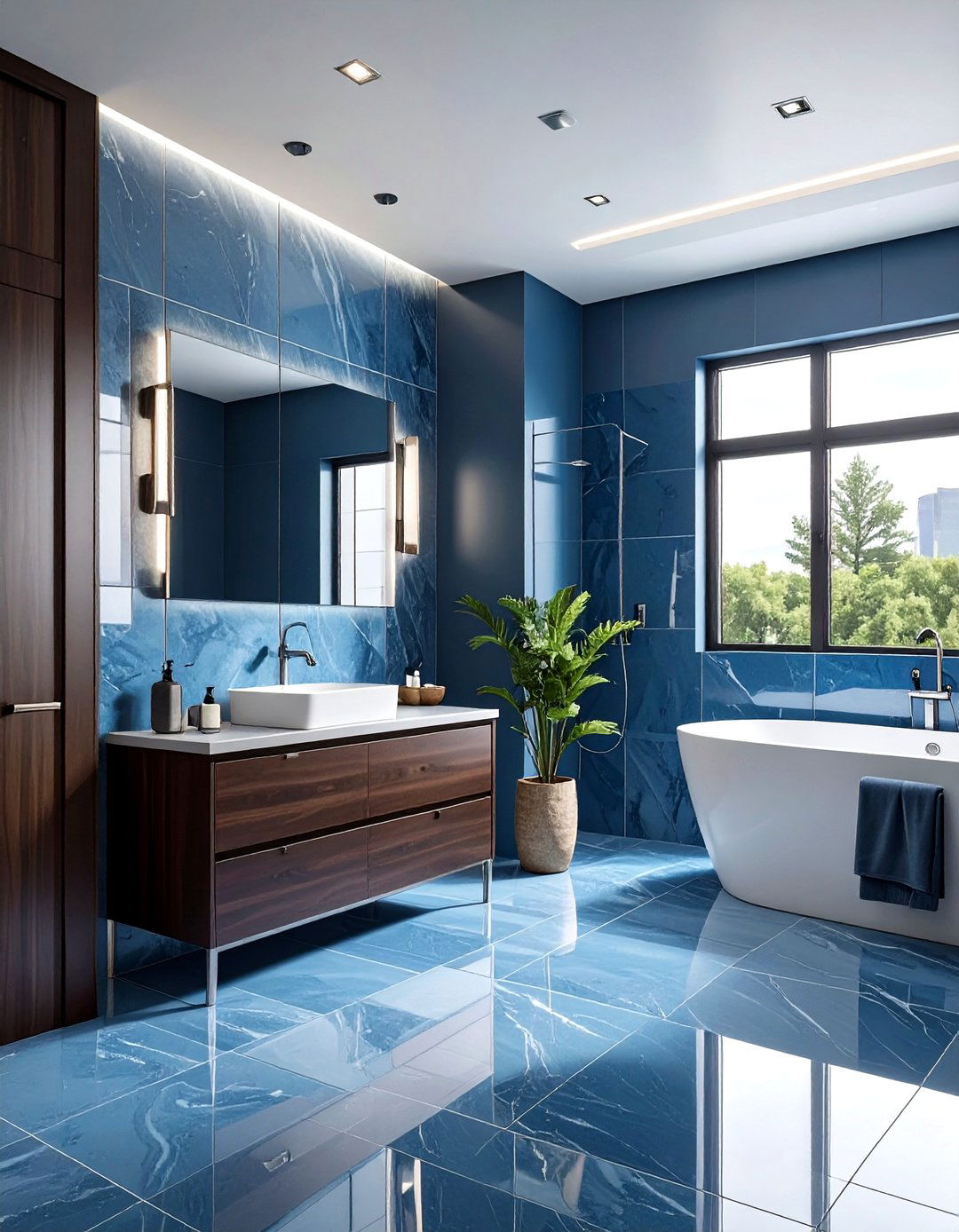 Blue grey zellige bathroom - 30 zellige tile bathroom ideas