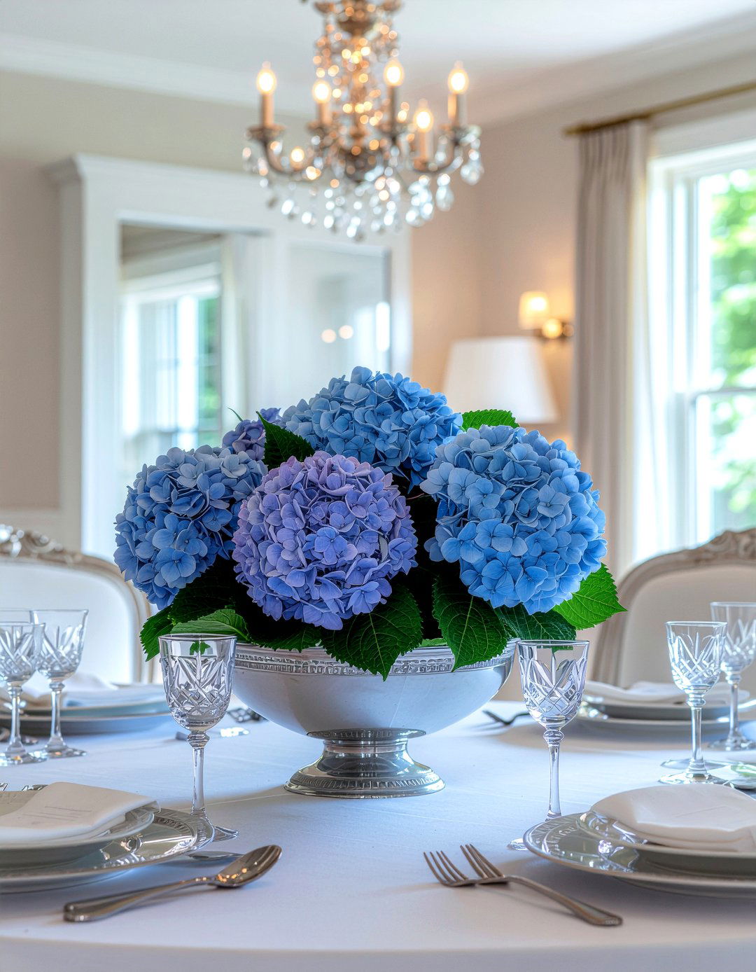 Blue hydrangea centerpiece - 30 floral arrangement ideas