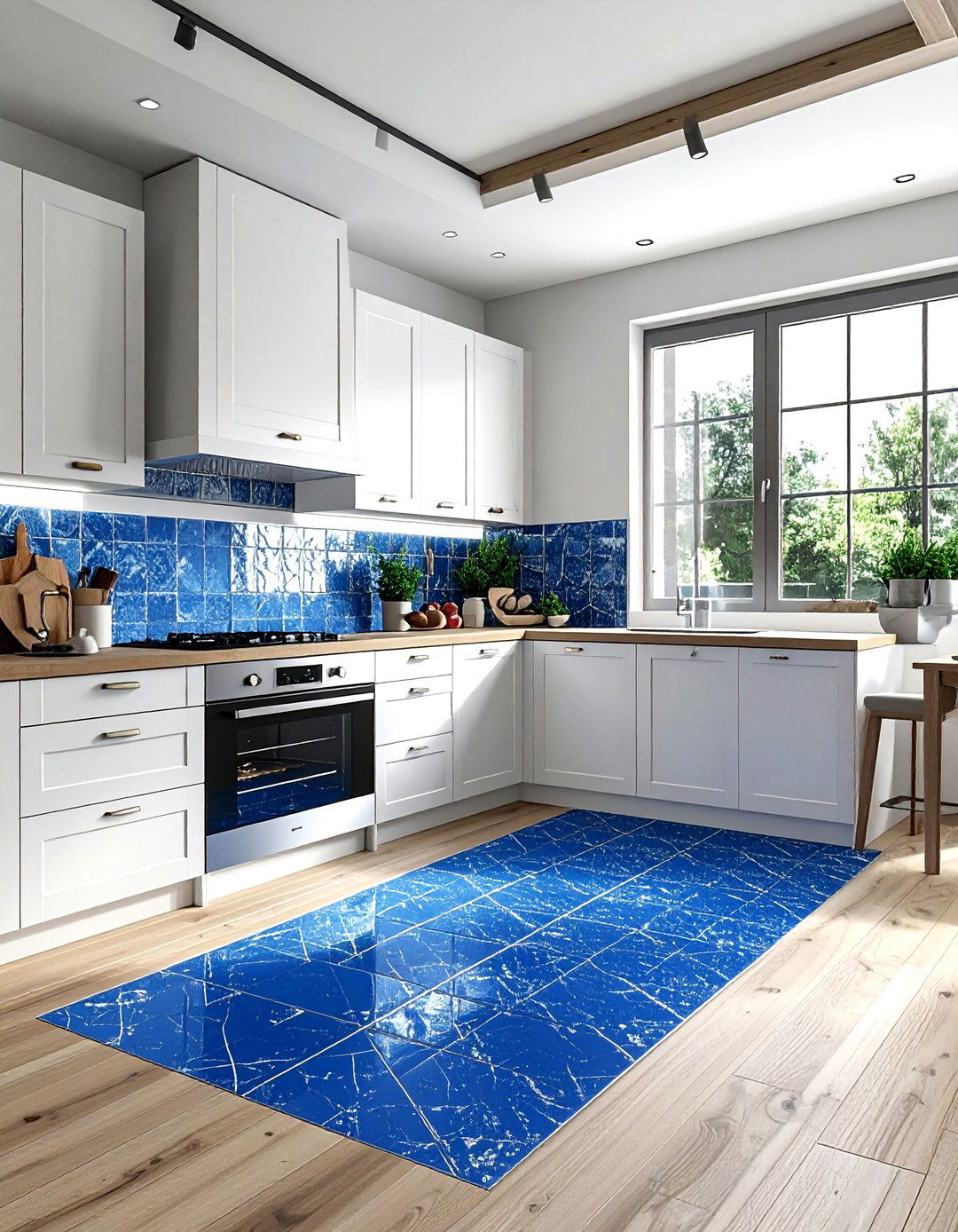 Blue kitchen floor - 30 cool blue kitchen ideas