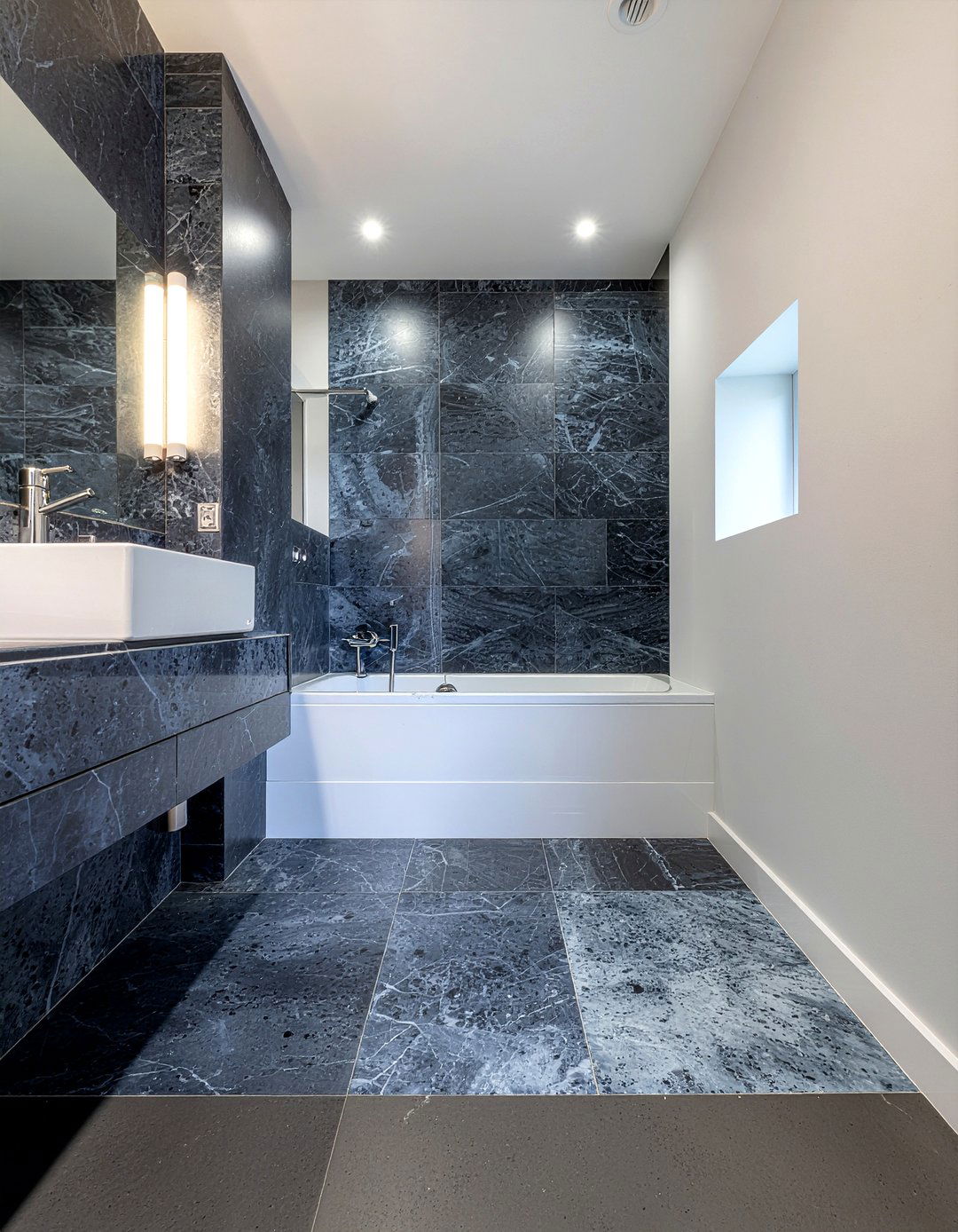 Blue limestone bathroom - 30 limestone tile bathroom ideas