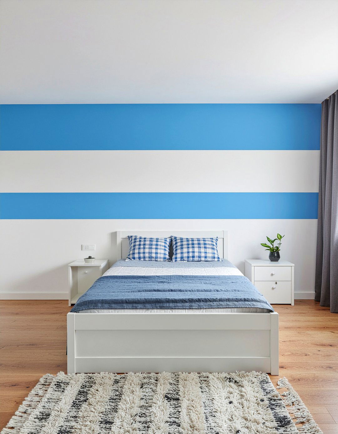 Blue line wall stripe - 30 hockey bedroom ideas