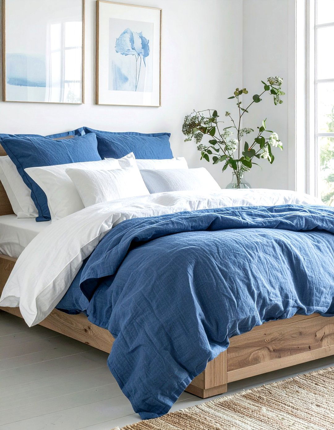 Blue linen bedding - 30 coastal blue bedroom ideas