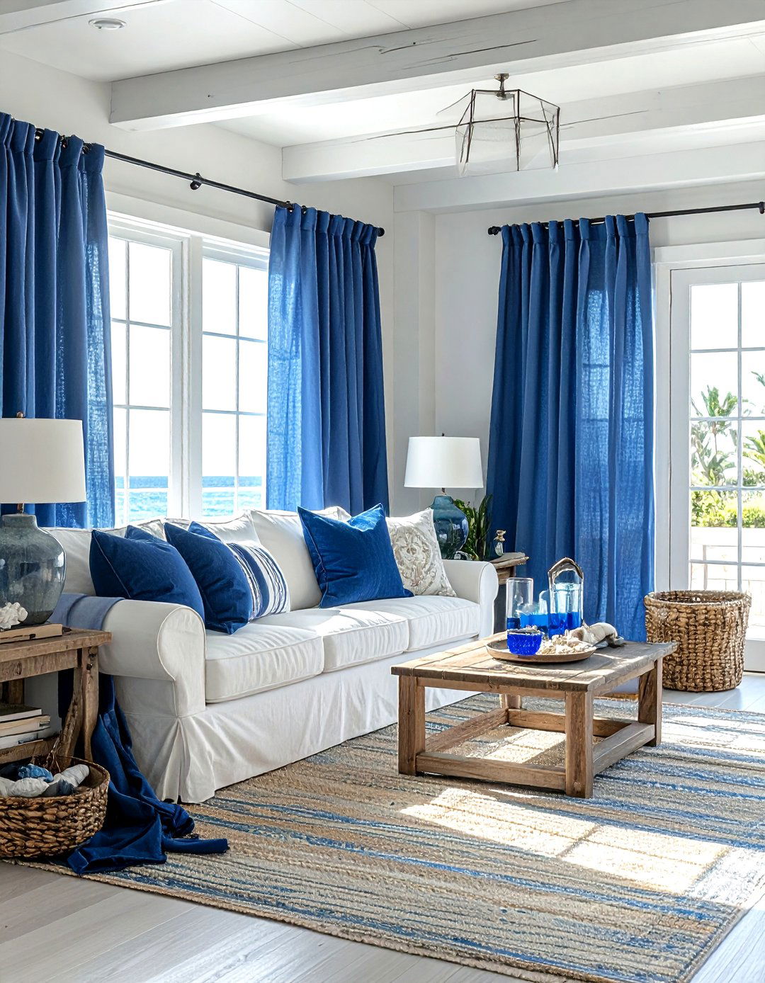 Blue linen curtains - 30 linen curtain ideas