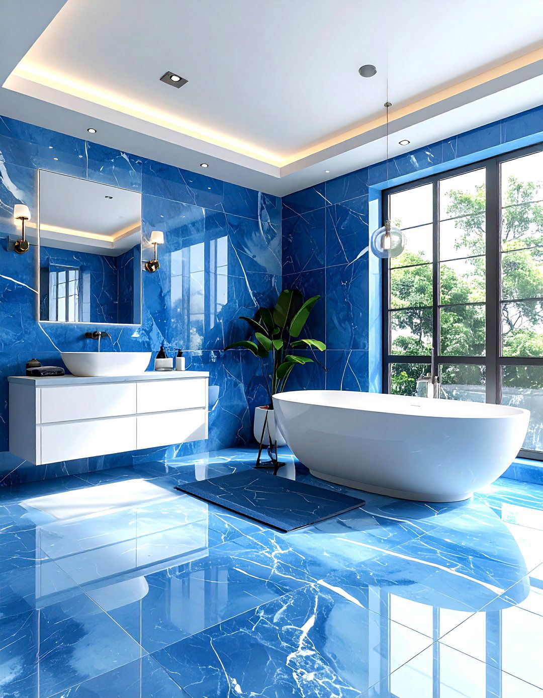 Blue marble bathroom - 30 blue bathroom design ideas