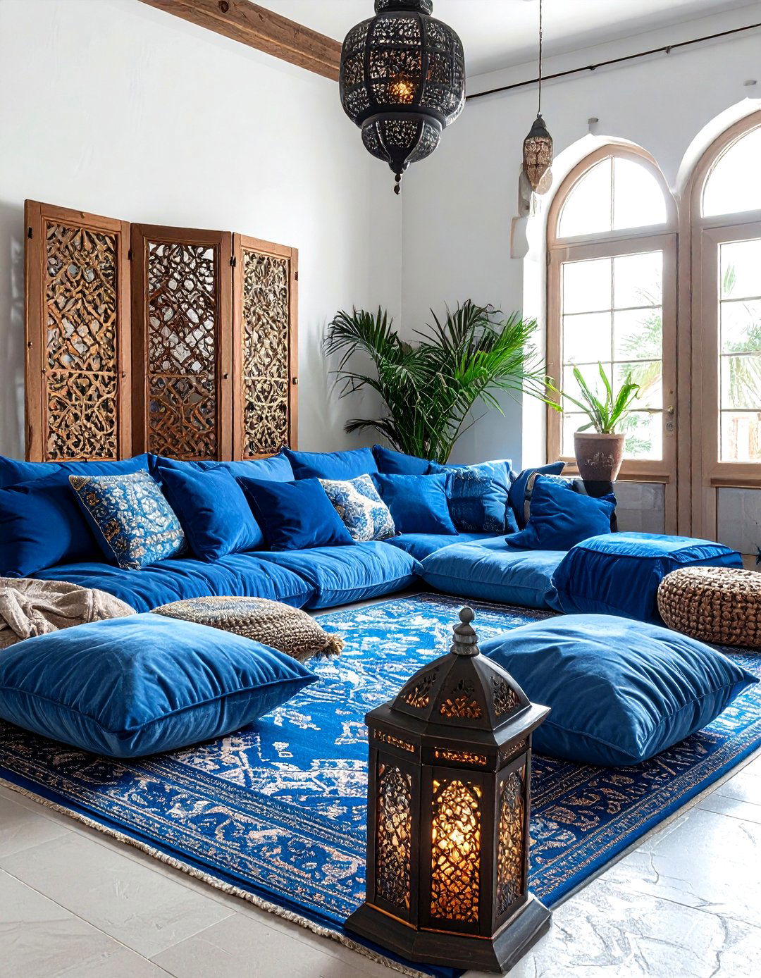 Blue moroccan bohemian living room - 30 bohemian blue living room ideas
