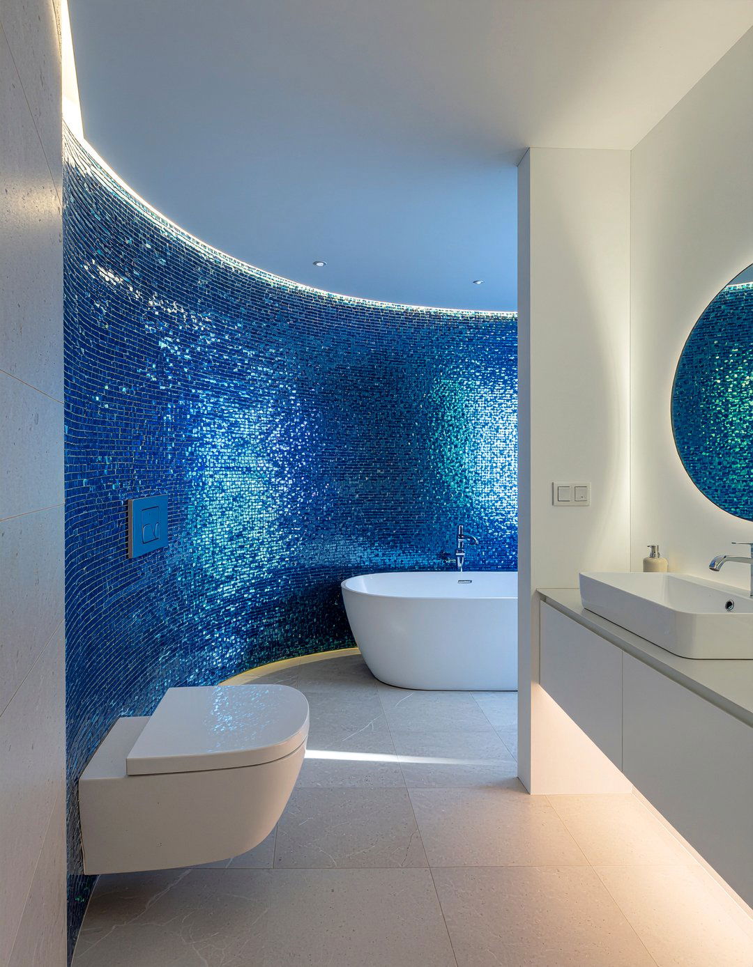 Blue mosaic tile bathroom - 30 cool blue bathroom ideas