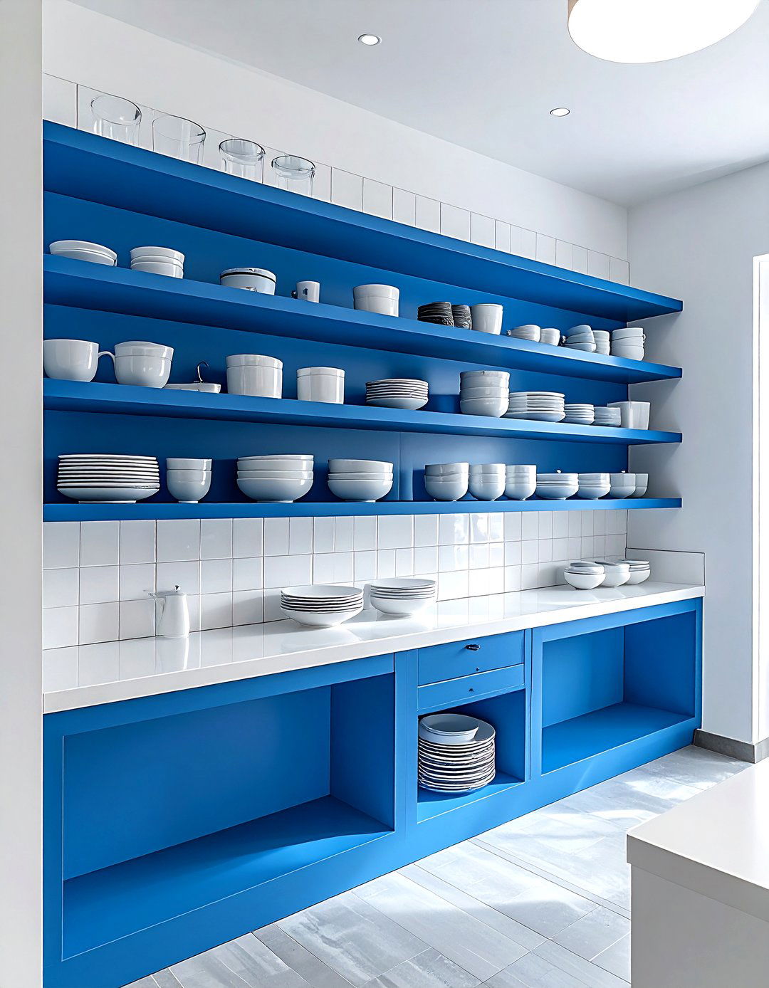 Blue open shelving - 30 cool blue kitchen ideas