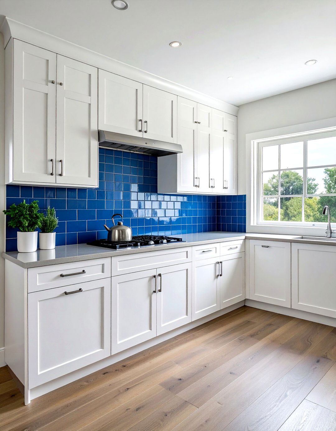 Blue porcelain picket tile - 30 porcelain tile kitchen backsplash ideas