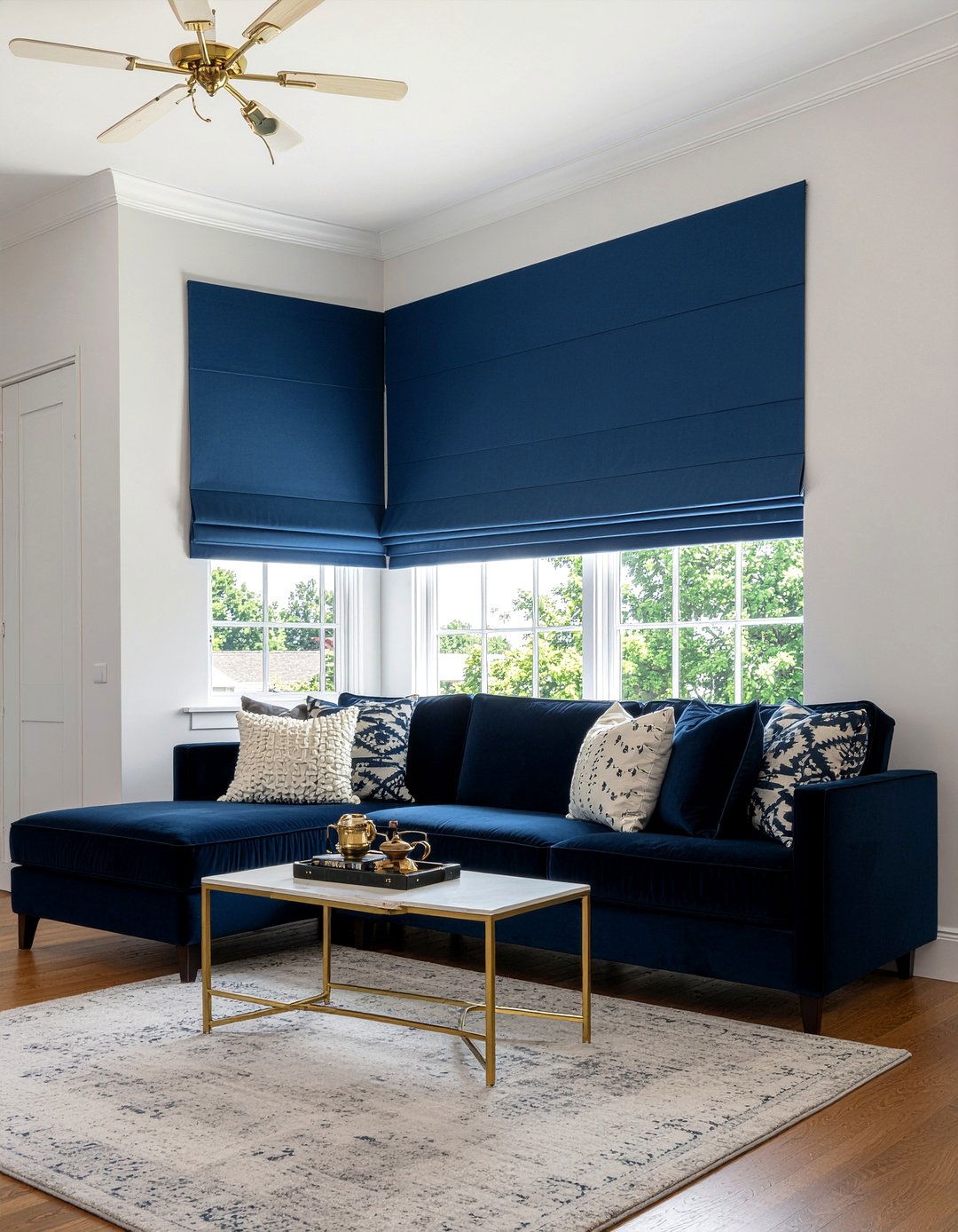 Blue roman shades - 30 living room roman shades