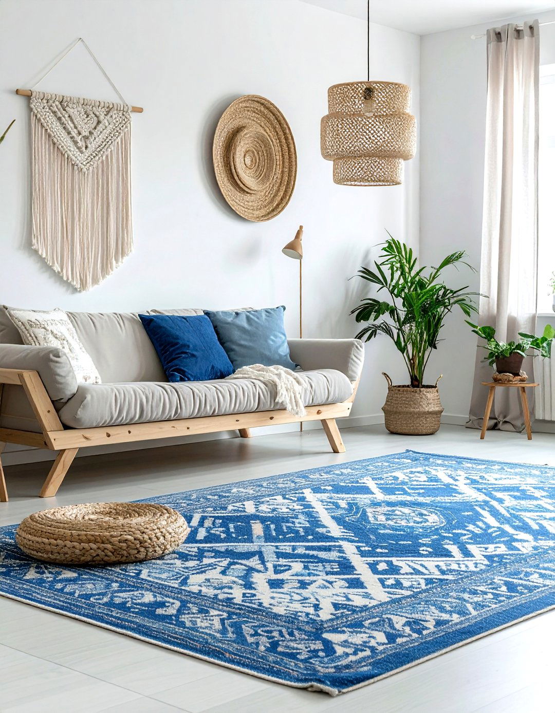 Blue scandi bohemian living room - 30 bohemian blue living room ideas