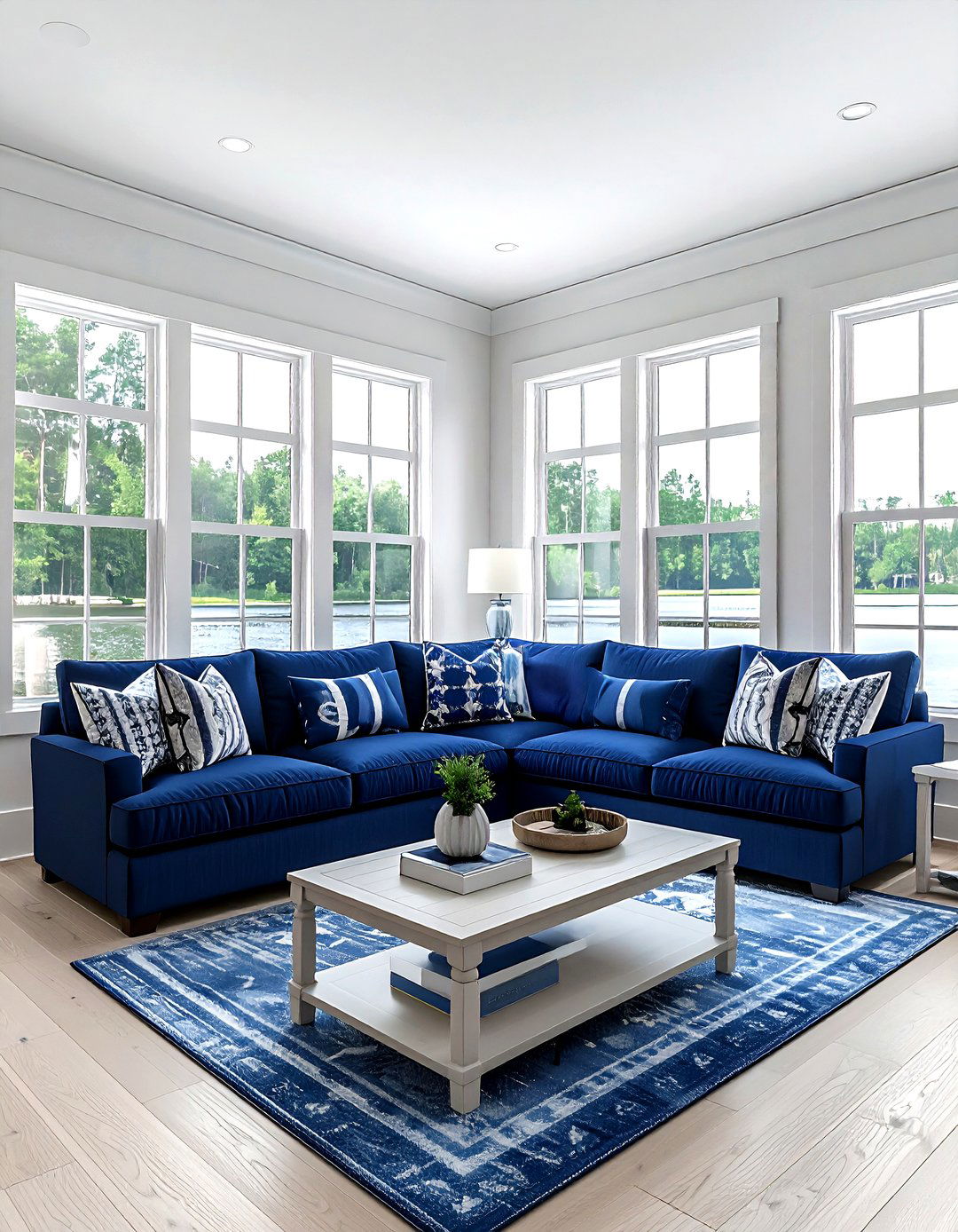 Blue sectional sofa living room - 30 living room lake house furniture ideas