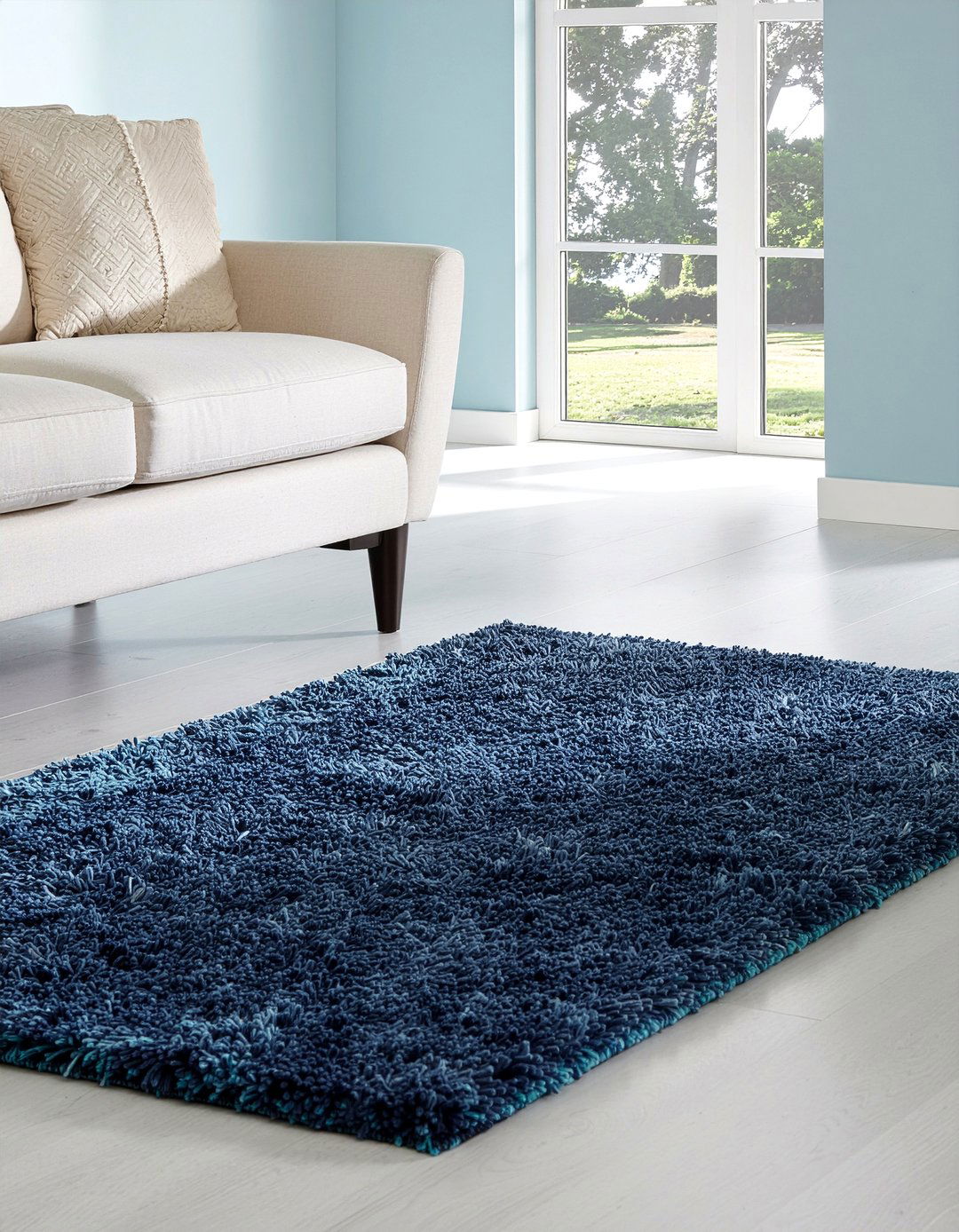 Blue shag rug - 30 living room shag rugs