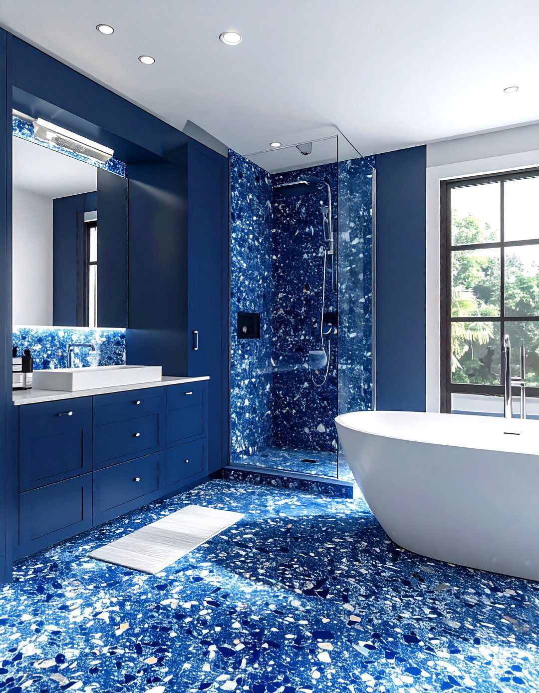 Blue terrazzo tile - 30 terrazzo tile bathroom ideas