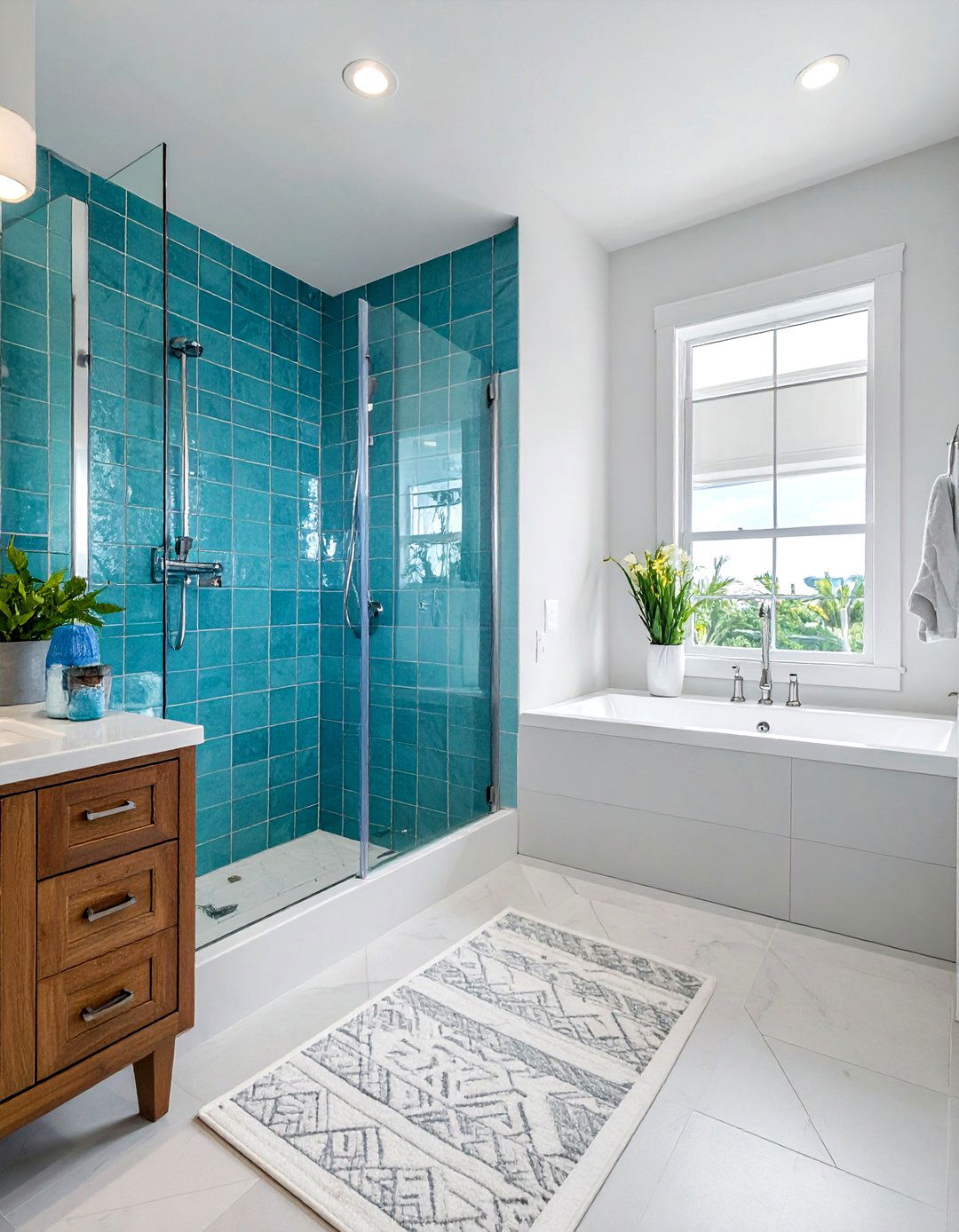 Blue tile bathroom - 30 celebrity bathroom ideas