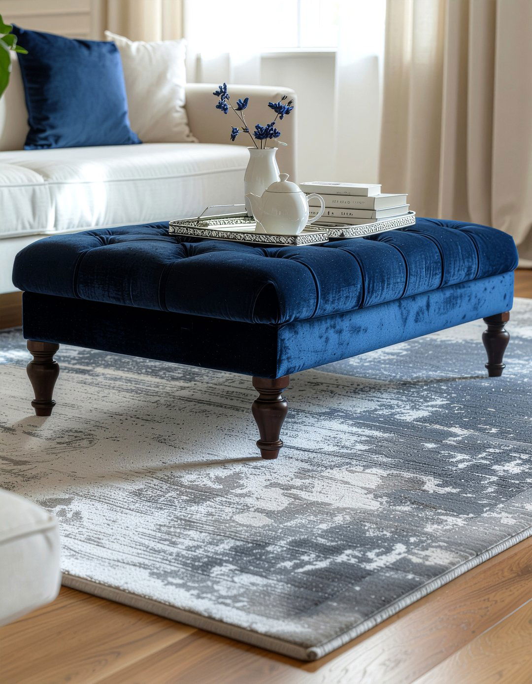 30 Living Room Velvet Ottoman Ideas for a Luxurious Feel