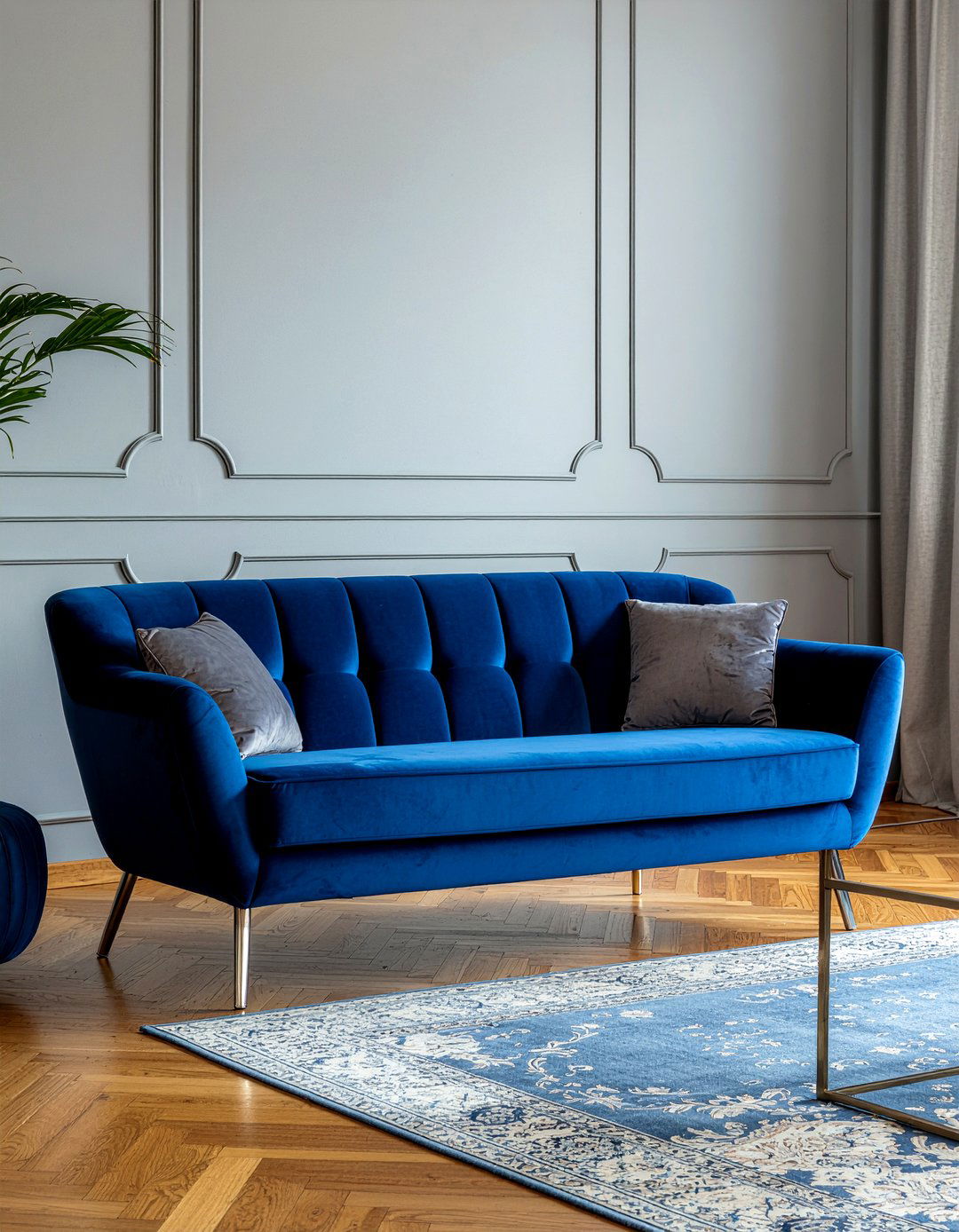 Blue velvet settee - 30 living room settee ideas