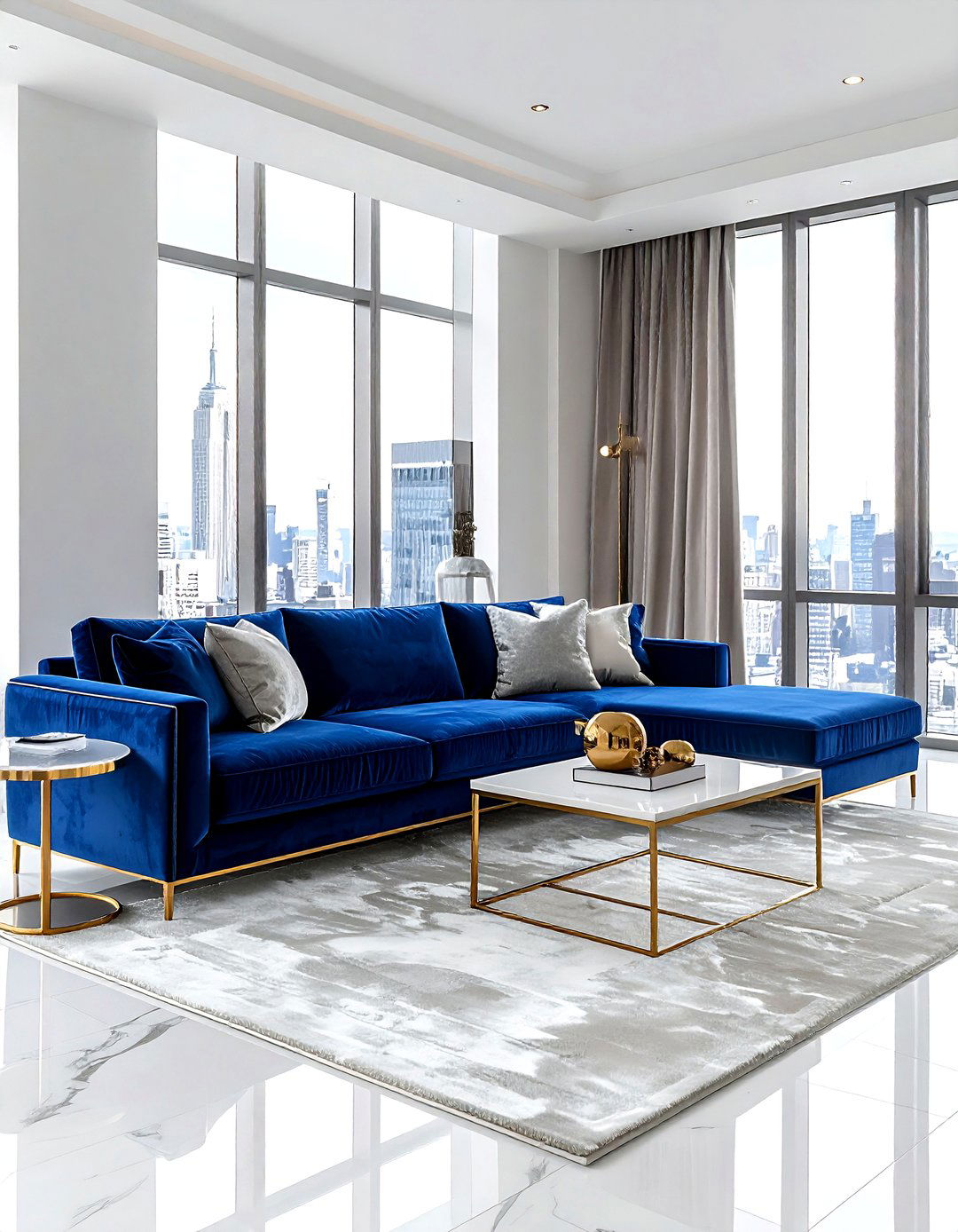 Blue velvet track arm sofa - 30 living room track arm sofa ideas