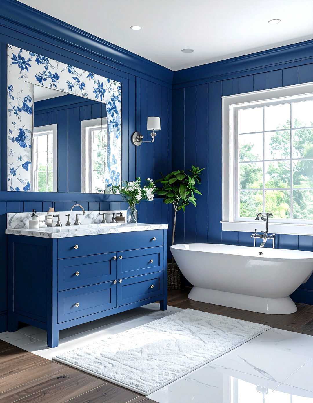 Blue wainscoting bathroom - 30 blue bathroom design ideas