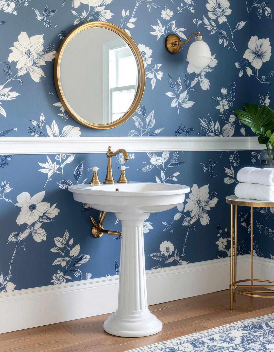 Blue wallpaper bathroom - 30 cool blue bathroom ideas