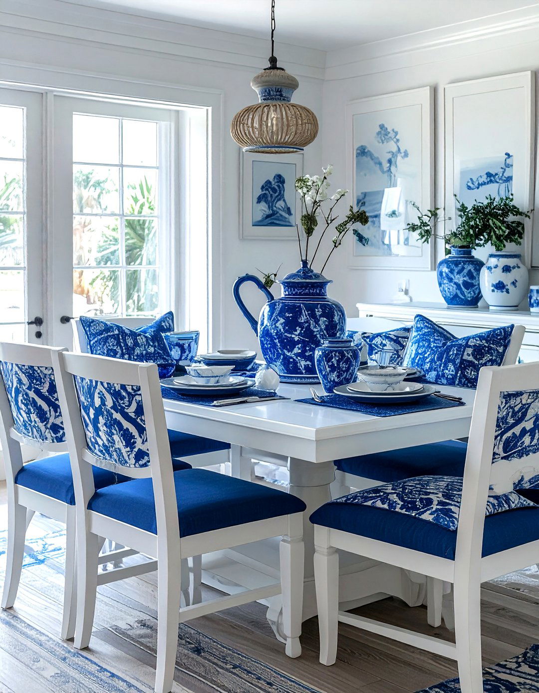 Blue white dining room - 30 Savannah dining room ideas