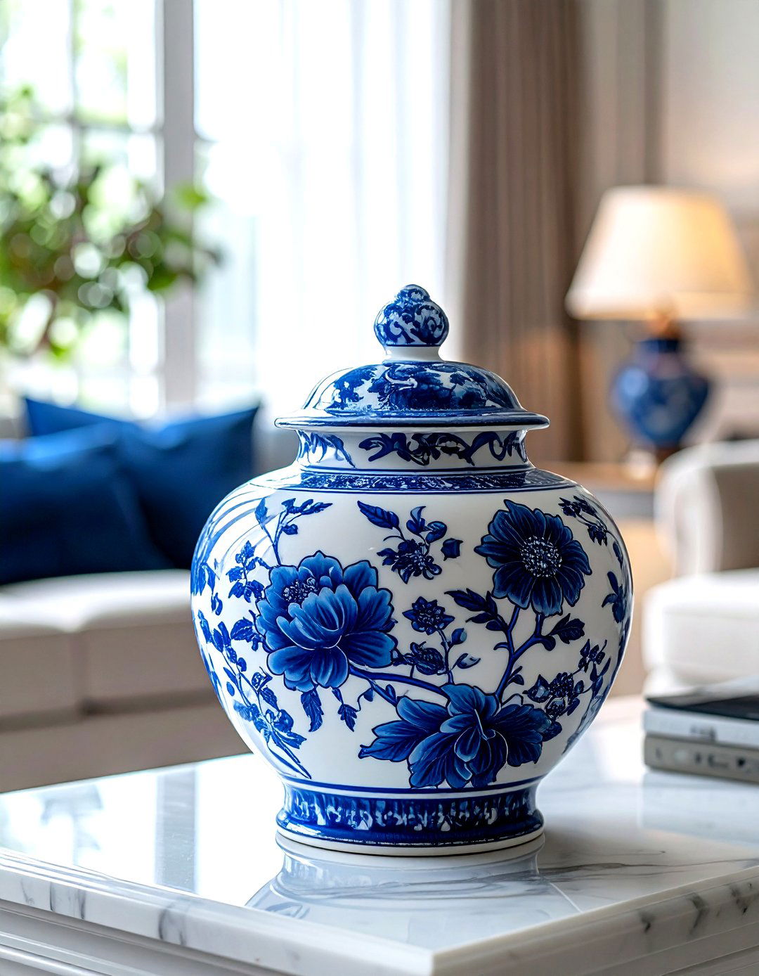 Blue white ginger jar - 30 chinoiserie decor ideas