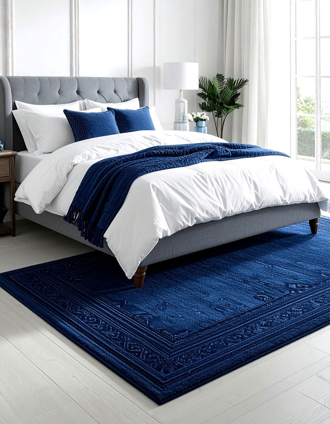 Blue wool rug - 30 bedroom rug ideas