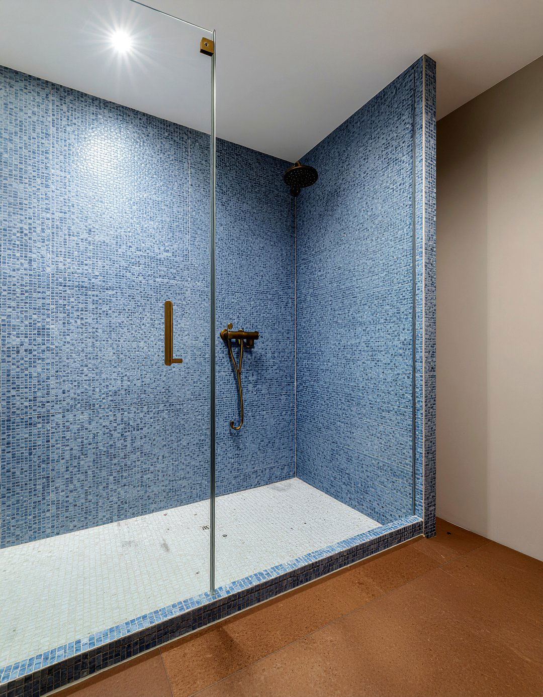 Blue zellige tile shower - 30 floor to ceiling tile bathroom ideas