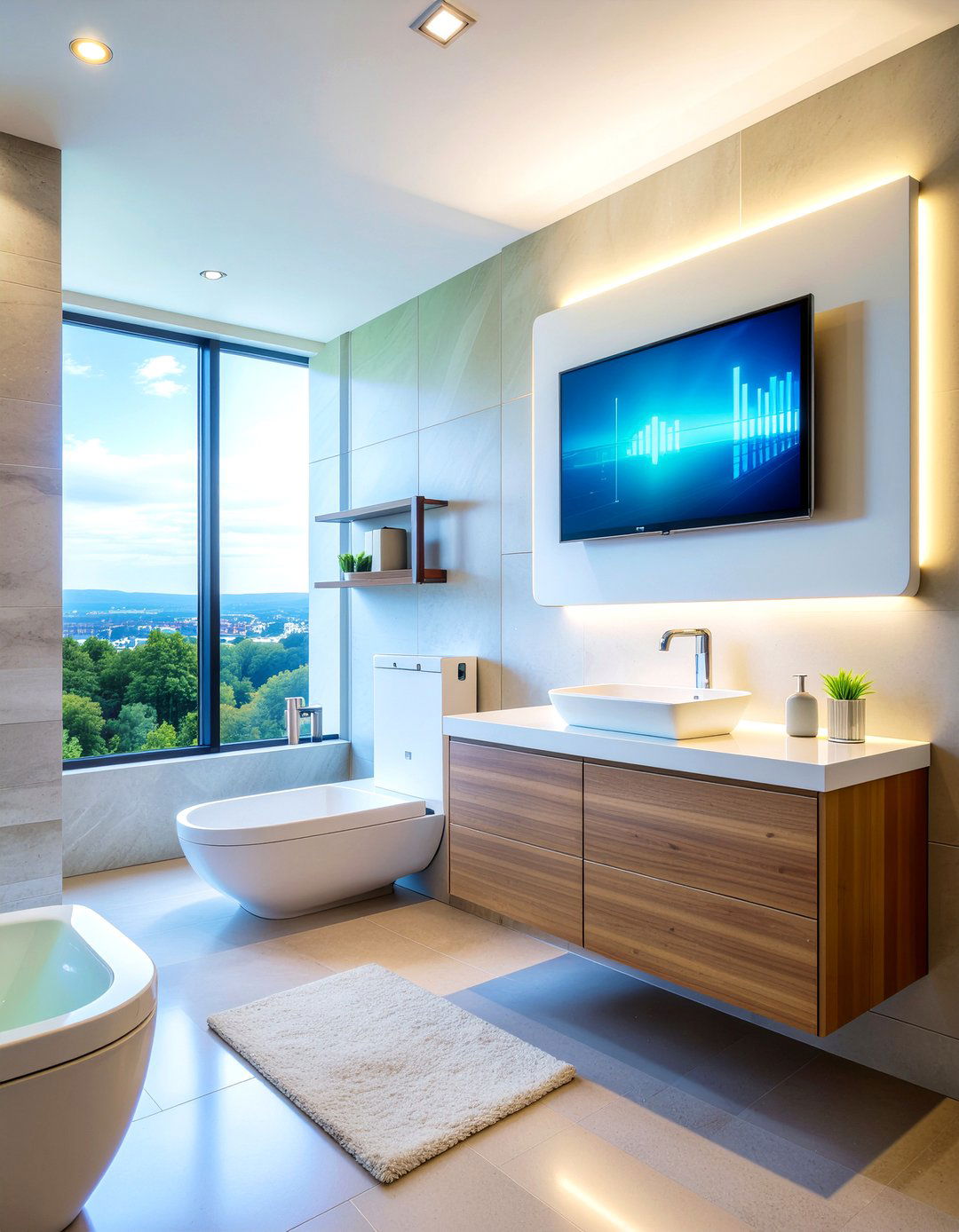 Bluetooth bathroom mirror TV - 30 bathroom mirror TV ideas