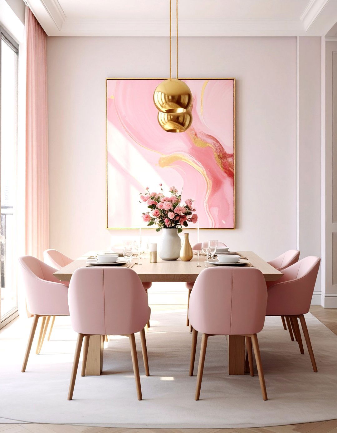 Blush Art Dining Room - 30 blush dining room ideas