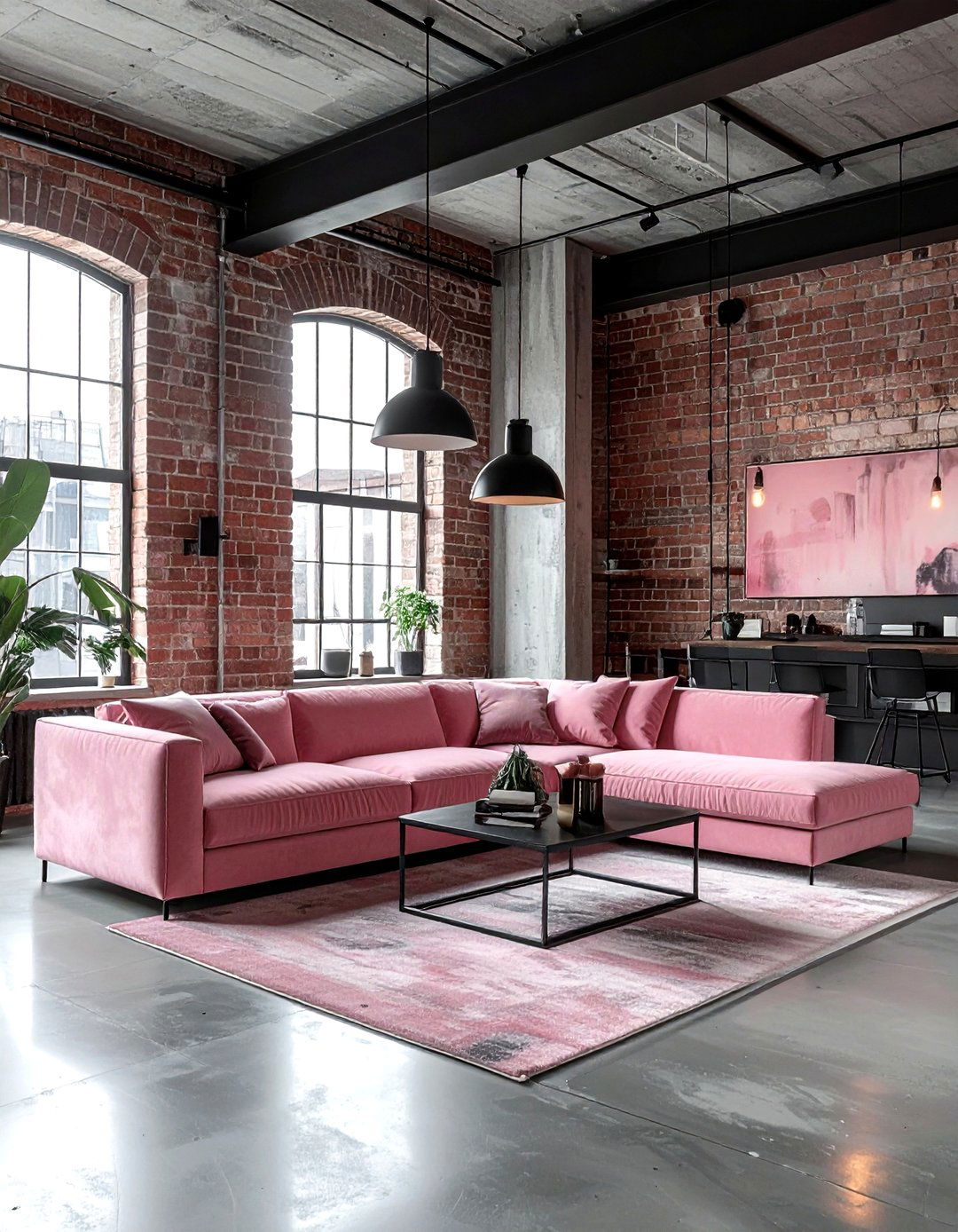 Blush Industrial Living Room - 30 blush living room ideas