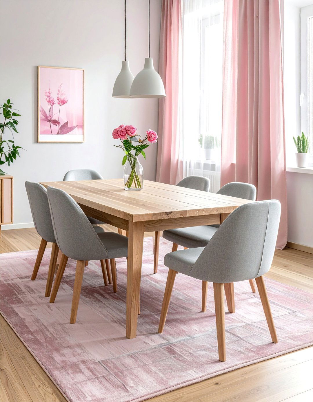 Blush Pink And Light Gray Dining Room - 30 pink and gray dining room ideas