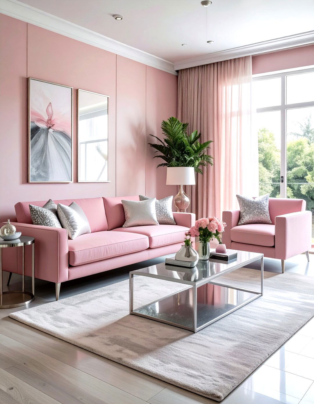 Blush Pink And Silver Living Room - 30 silver accent living room ideas