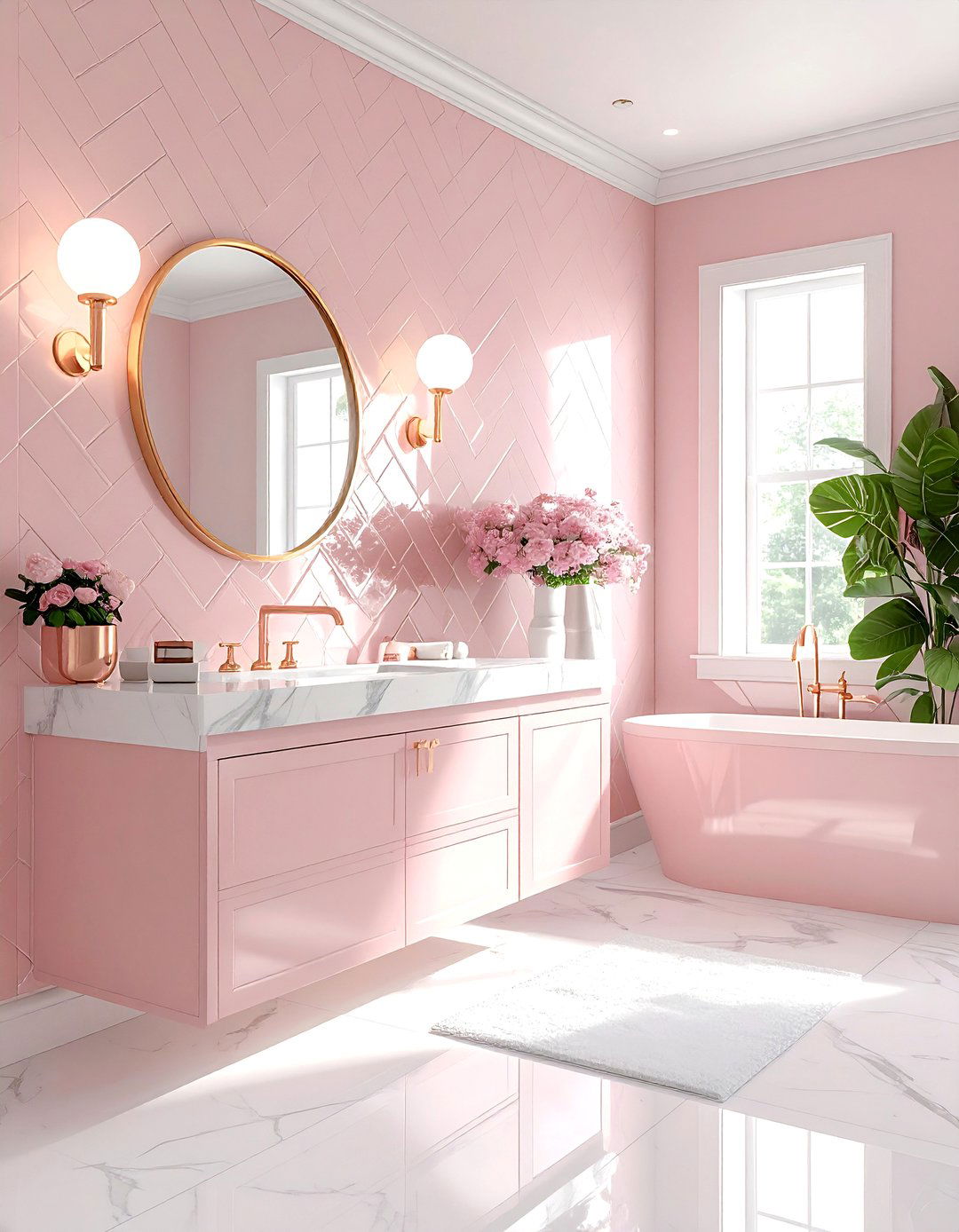 Blush Pink Bathroom - 30 bathroom accent color ideas