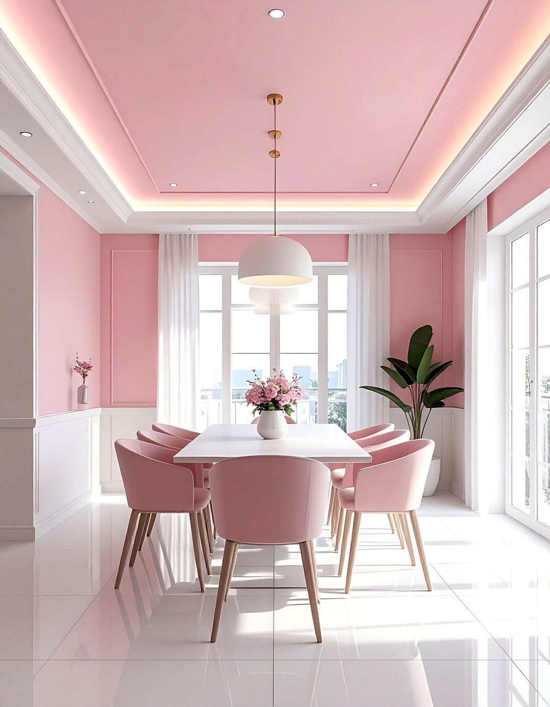 Blush Pink Ceiling Dining Room - 30 blush dining room ideas