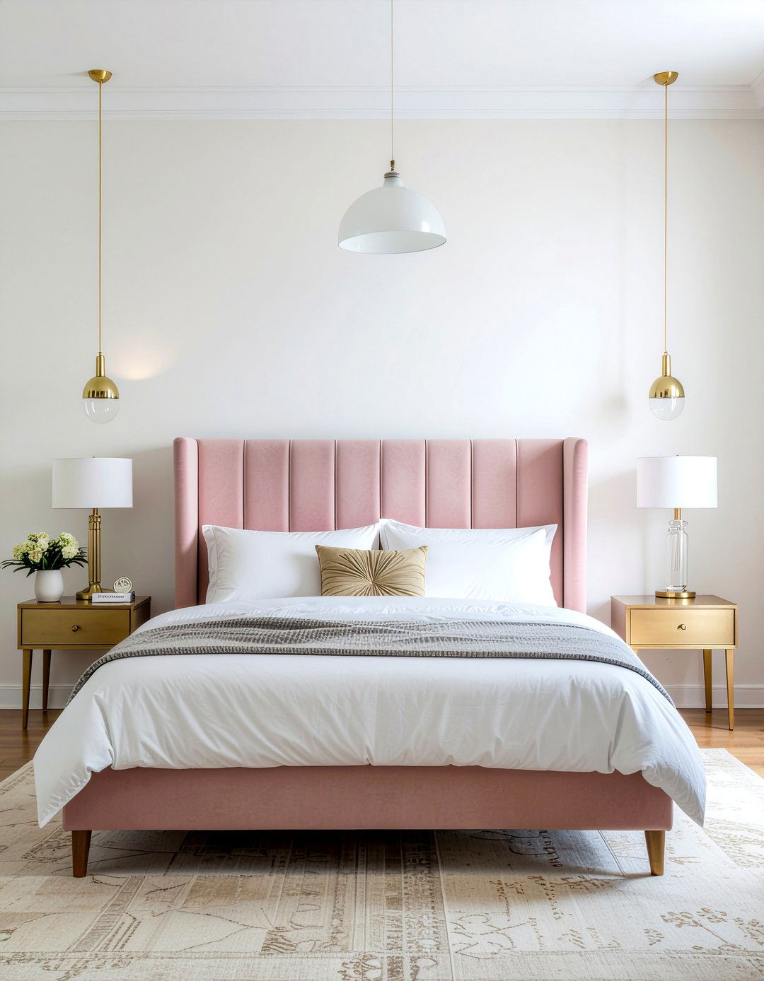 Blush Pink Channel Headboard - 30 bedroom channel tufted headboards