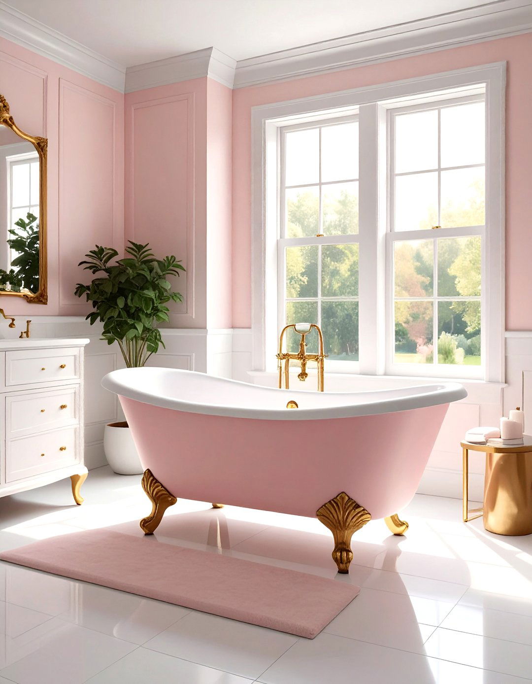 Blush Pink Clawfoot Tub - 30 blush pink bathroom ideas