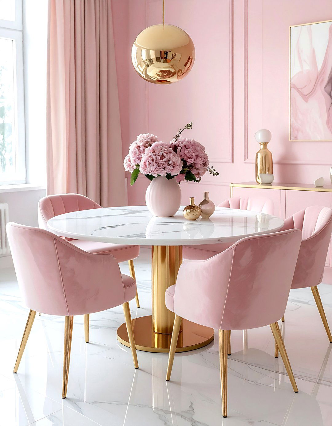 Blush Pink Dining Room - 30 pastel dining room ideas