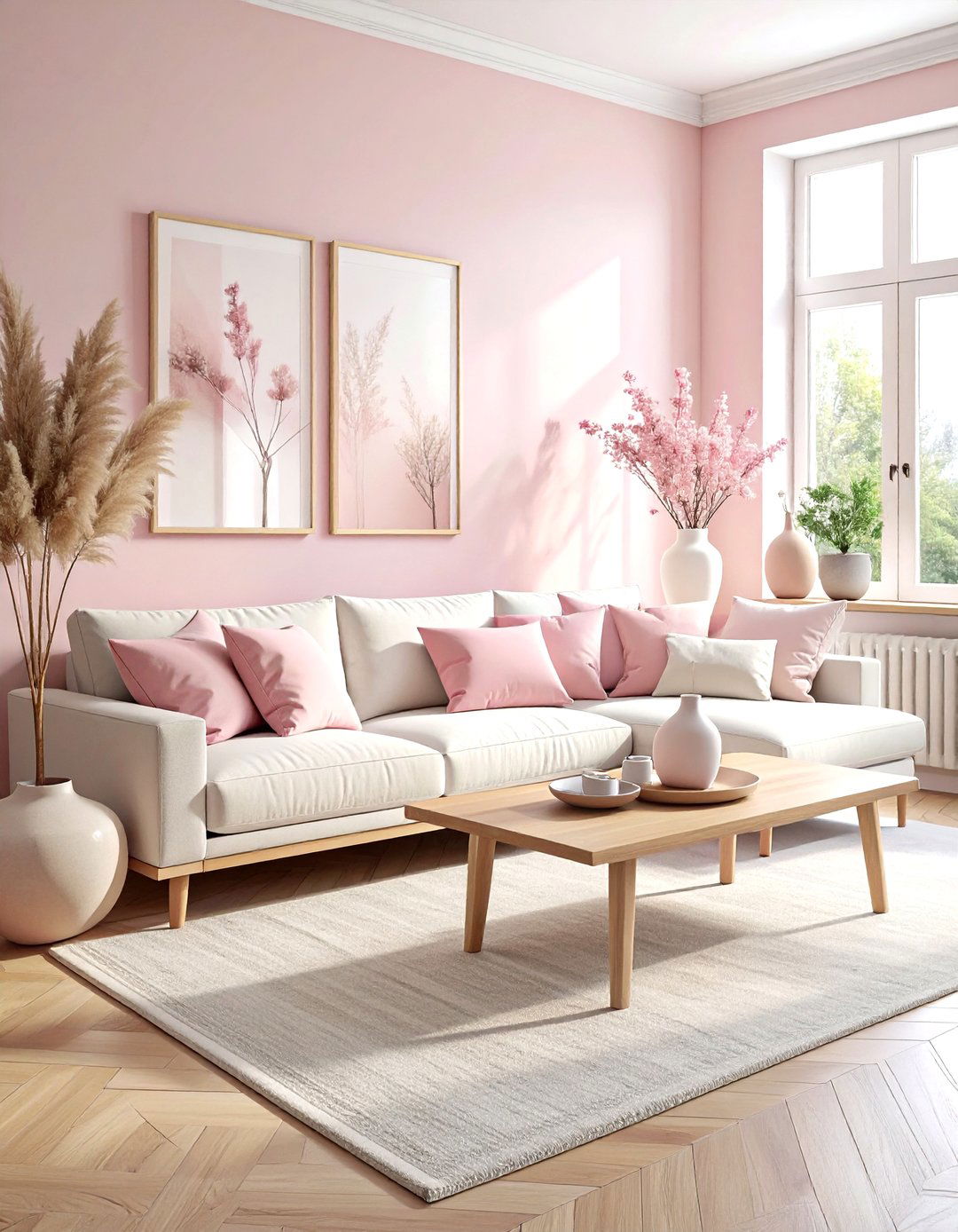 Blush Pink Living Room - 30 pink decor ideas
