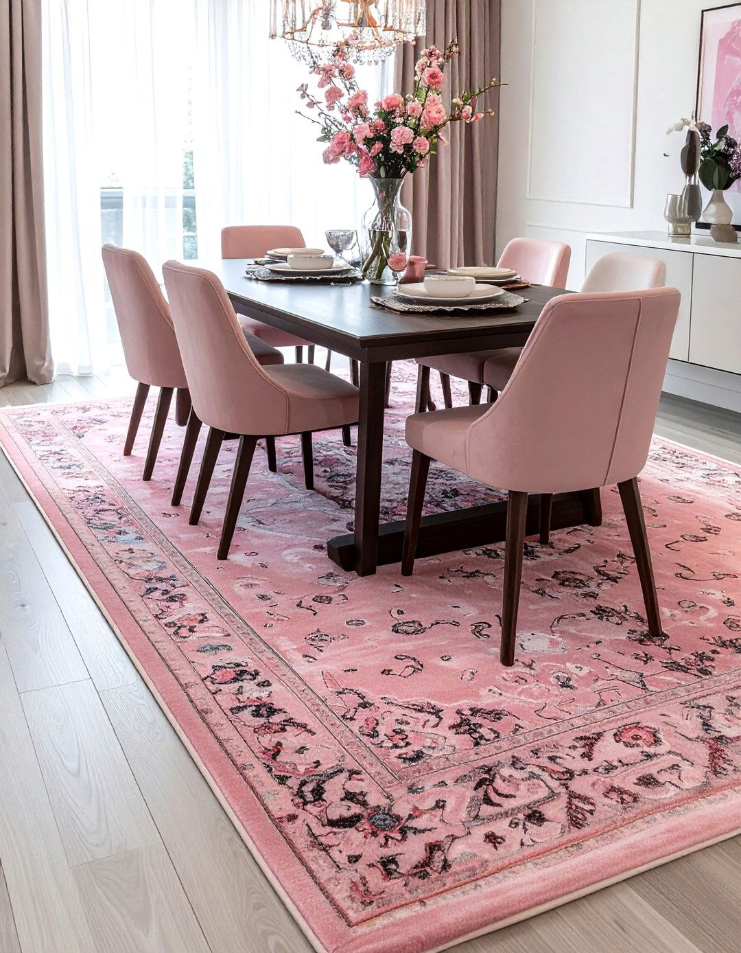 Blush Pink Rug Dining Room - 30 blush dining room ideas