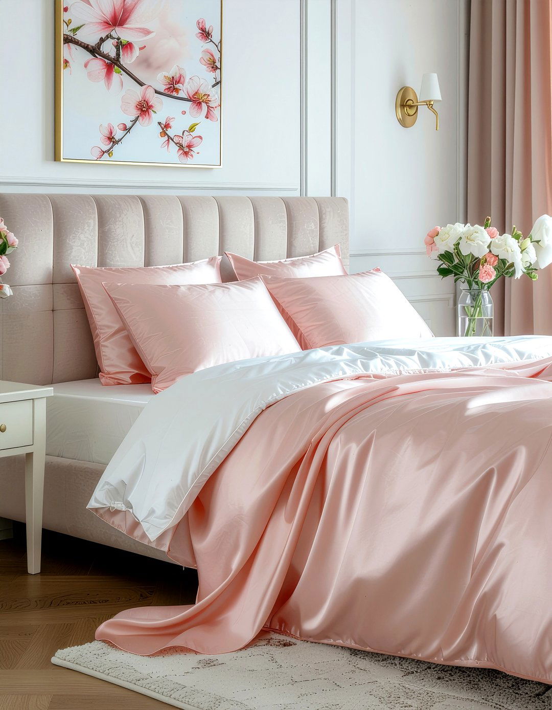 Blush Pink Silk Bedding - 30 bedroom silk bedding ideas