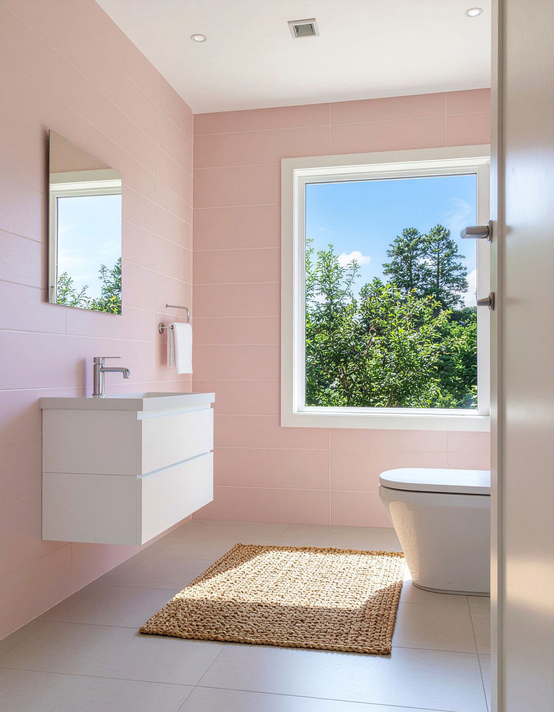 Blush Pink Tile - 30 pink bathroom ideas