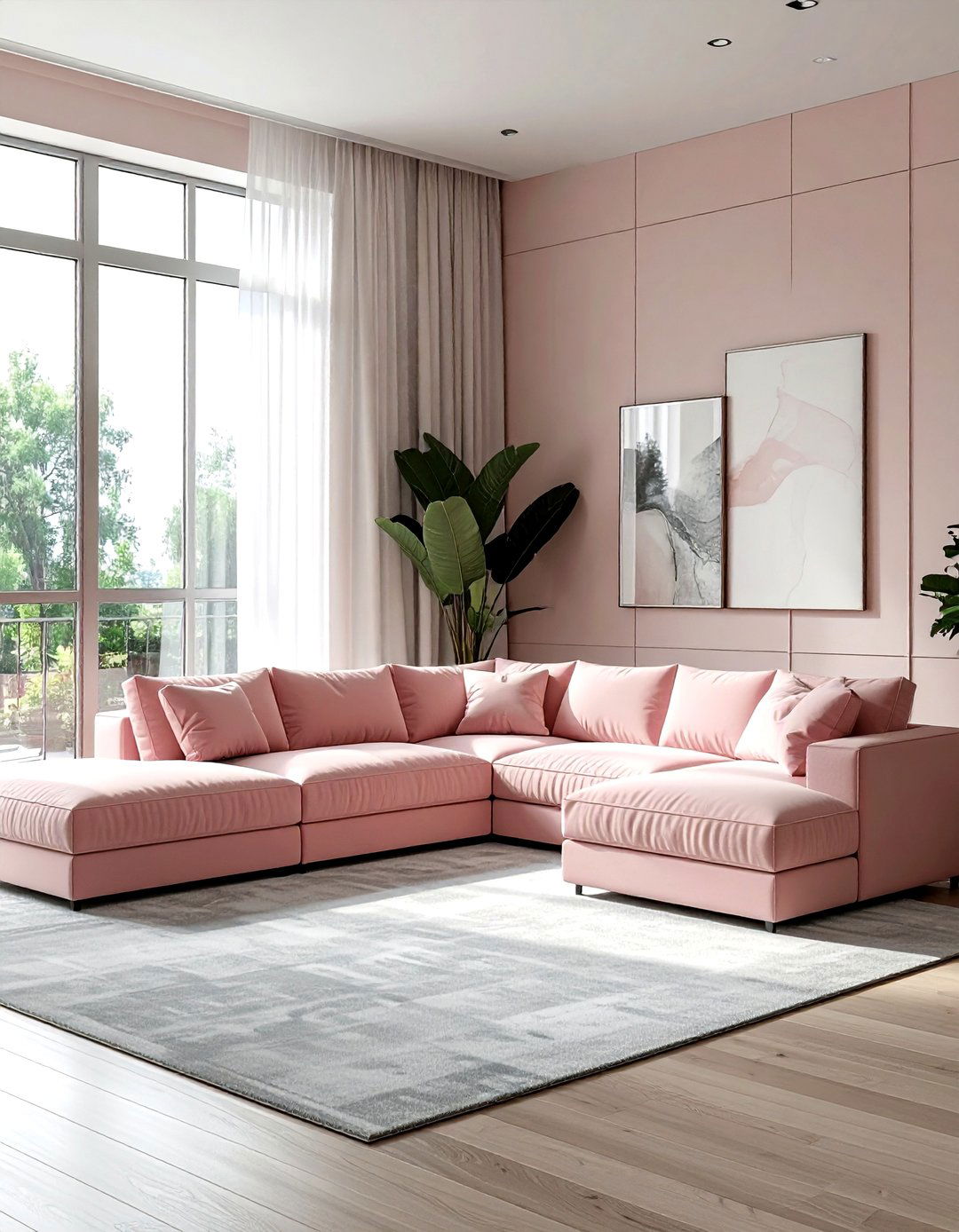 Blush Sectional Sofa - 30 blush living room ideas