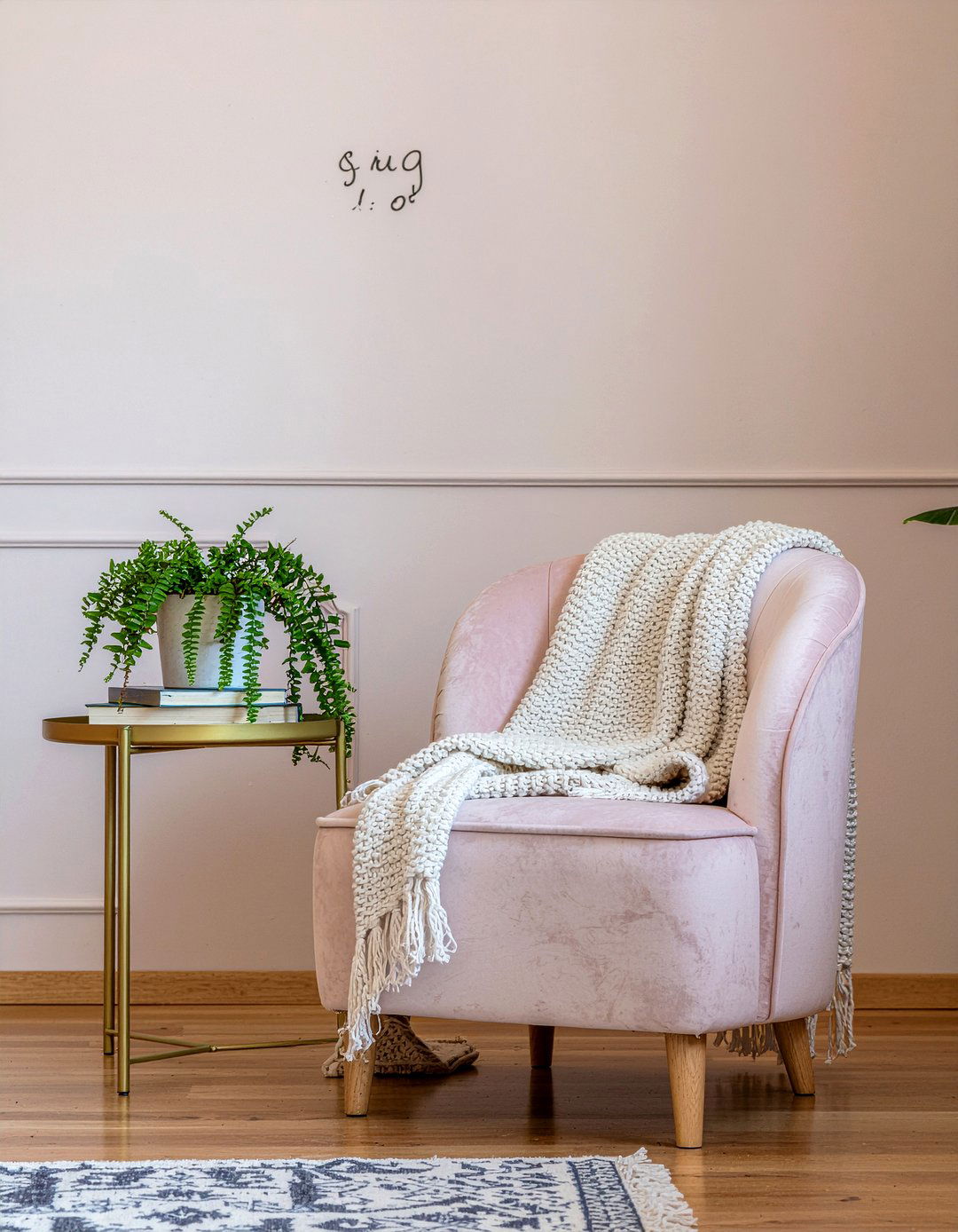 Blush Velvet Chair - 30 rose bedroom ideas