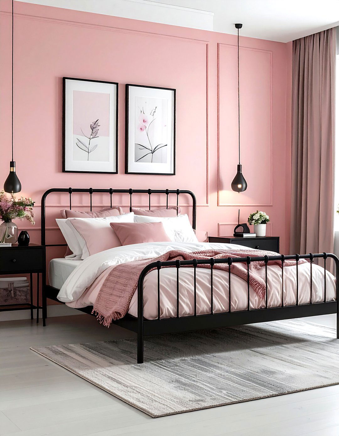 Blush and black bedroom design - 30 blush bedroom ideas